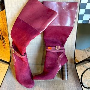 Size 7 like new knee high boots- maroon